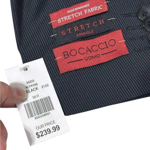 NWT Men's Bocaccio Black Pin Strip 2 Piece. Size 38R - Picture 5 of 9
